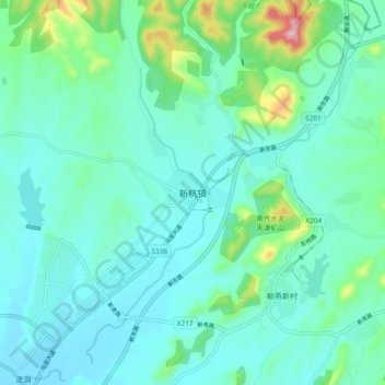Topografische Karte 新杭镇, Höhe, Relief