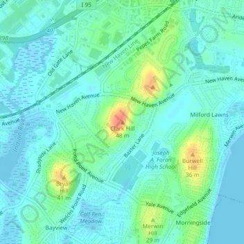 Topografische Karte Clark Hill, Höhe, Relief