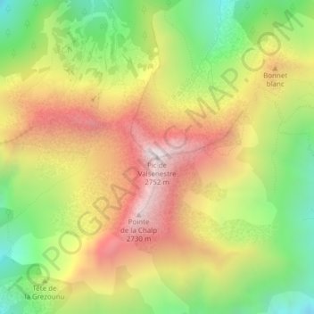 Topografische Karte Pic de Valsenestre, Höhe, Relief
