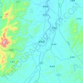 Topografische Karte 南丰县, Höhe, Relief