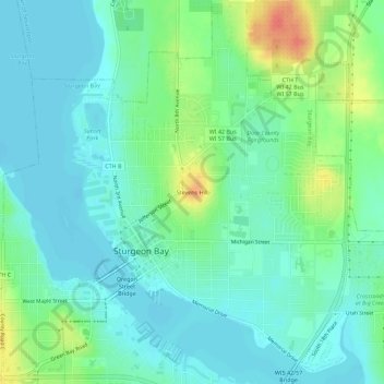 Topografische Karte Stevens Hill, Höhe, Relief