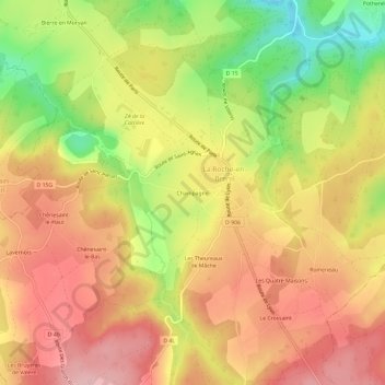 Topografische Karte Champagne, Höhe, Relief