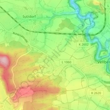 Topografische Karte Dörrenzimmern, Höhe, Relief