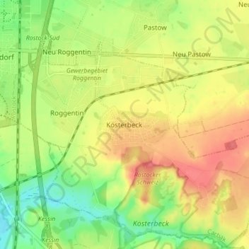 Topografische Karte Kösterbeck, Höhe, Relief