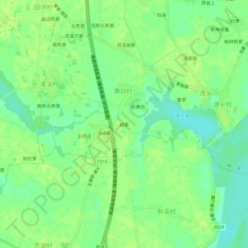 Topografische Karte 胡家, Höhe, Relief