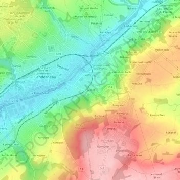 Topografische Karte Lavallot, Höhe, Relief