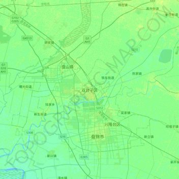 Topografische Karte 双台子区, Höhe, Relief