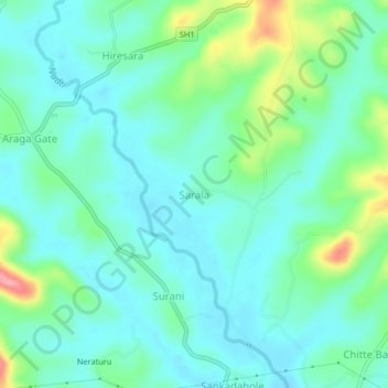 Topografische Karte Sarala, Höhe, Relief