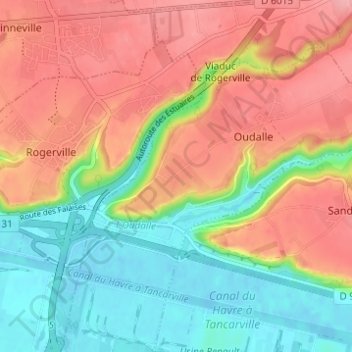 Topografische Karte Videmare, Höhe, Relief