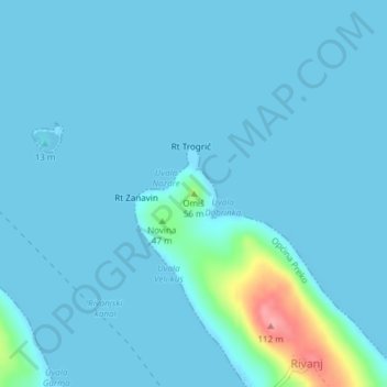 Topografische Karte Omiš, Höhe, Relief