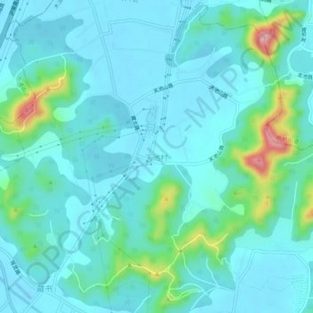 Topografische Karte 天池村, Höhe, Relief
