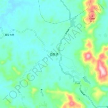 Topografische Karte 西昌镇, Höhe, Relief