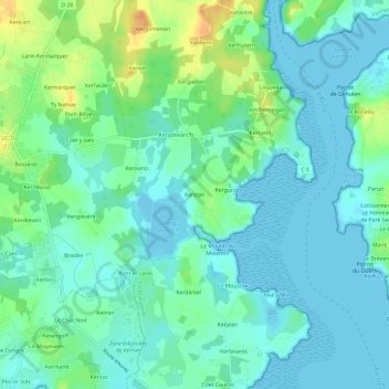 Topografische Karte Kerizan, Höhe, Relief