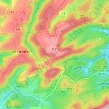 Topografische Karte Kettrichhof, Höhe, Relief