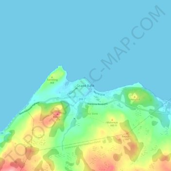 Topografische Karte Grand Bank, Höhe, Relief