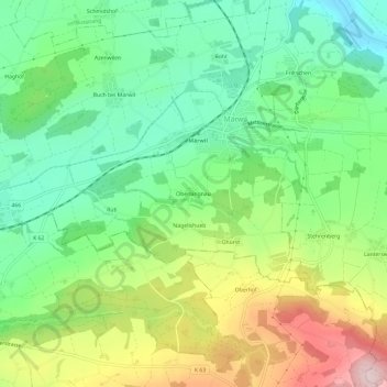 Topografische Karte Oberlangnau, Höhe, Relief