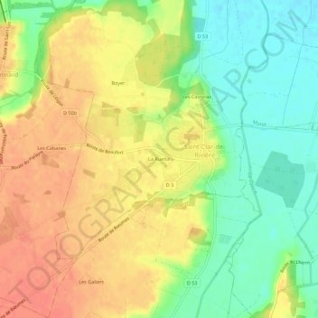 Topografische Karte La Ruette, Höhe, Relief