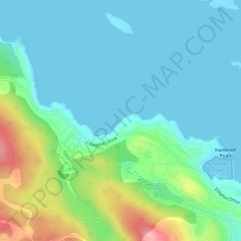 Topografische Karte Dolphin Beach, Höhe, Relief