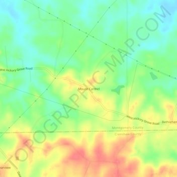 Topografische Karte Mount Carmel, Höhe, Relief