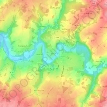 Topografische Karte Sciaux, Höhe, Relief