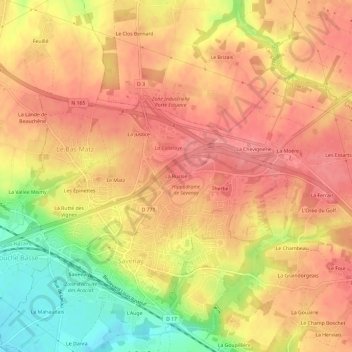 Topografische Karte La Russie, Höhe, Relief