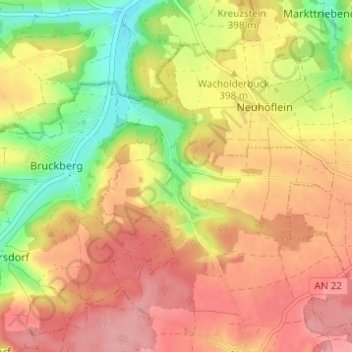 Topografische Karte Steinbach, Höhe, Relief