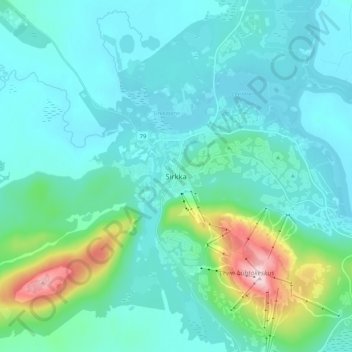Topografische Karte Sirkka, Höhe, Relief