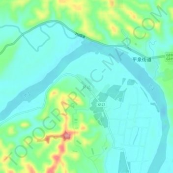 Topografische Karte 怀远, Höhe, Relief