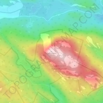 Topografische Karte Gygrestolen, Höhe, Relief