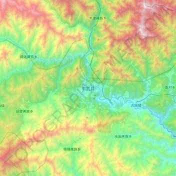 Topografische Karte 平武县, Höhe, Relief