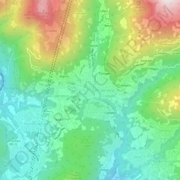 Topografische Karte Tesserete, Höhe, Relief