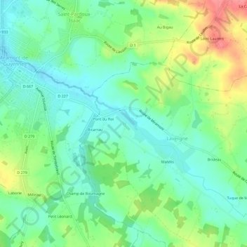 Topografische Karte Joncadis, Höhe, Relief