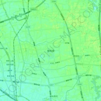 Topografische Karte 青阳镇, Höhe, Relief