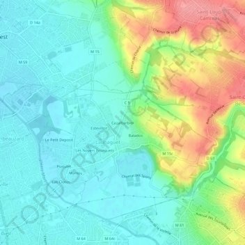 Topografische Karte Cazalbarbier, Höhe, Relief