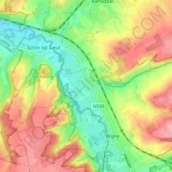 Topografische Karte Etenaken, Höhe, Relief
