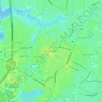 Topografische Karte Haven Heights, Höhe, Relief