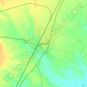 Topografische Karte Rampurhat, Höhe, Relief