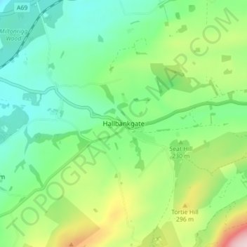 Topografische Karte Hallbankgate, Höhe, Relief