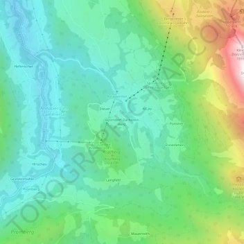 Topografische Karte Alpendorf Dachstein West, Höhe, Relief