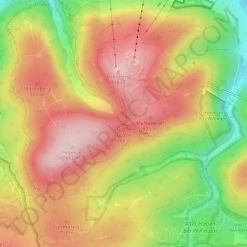 Topografische Karte Große Grube, Höhe, Relief