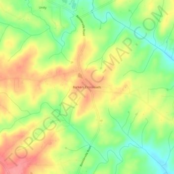 Topografische Karte Barkers Crossroads, Höhe, Relief