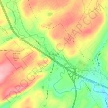 Topografische Karte Bartonsville, Höhe, Relief