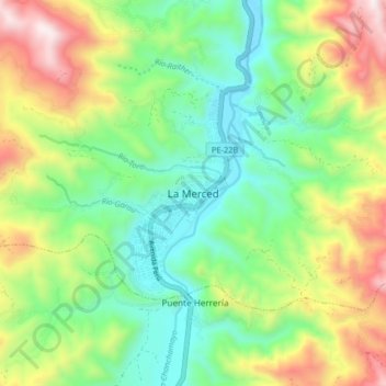 Topografische Karte La Merced, Höhe, Relief