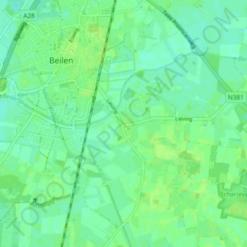 Topografische Karte Lieving, Höhe, Relief