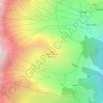 Topografische Karte Mont Rond, Höhe, Relief