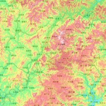 Topografische Karte 庆元县, Höhe, Relief