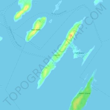 Topografische Karte Cliff Island, Höhe, Relief