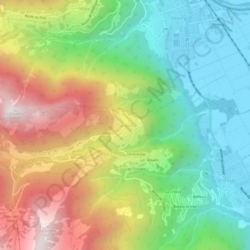 Topografische Karte Torgon, Höhe, Relief
