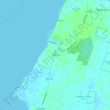 Topografische Karte Bivalve, Höhe, Relief