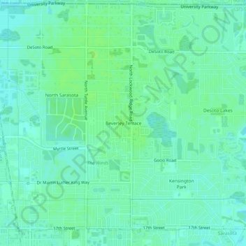 Topografische Karte Beverley Terrace, Höhe, Relief